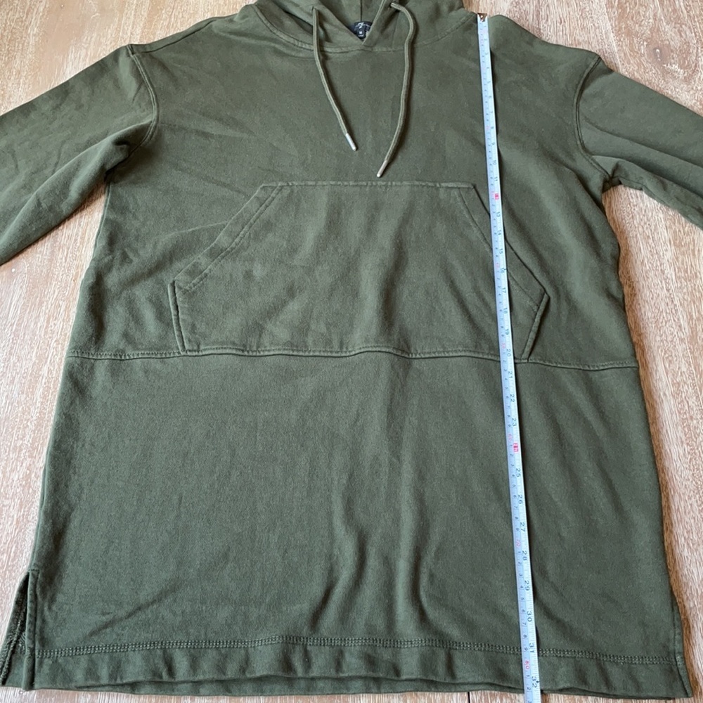 7 For All Mankind Green Hooded Long Sleeve Oversized Sweatshirt Dress - Picture 6 of 13
